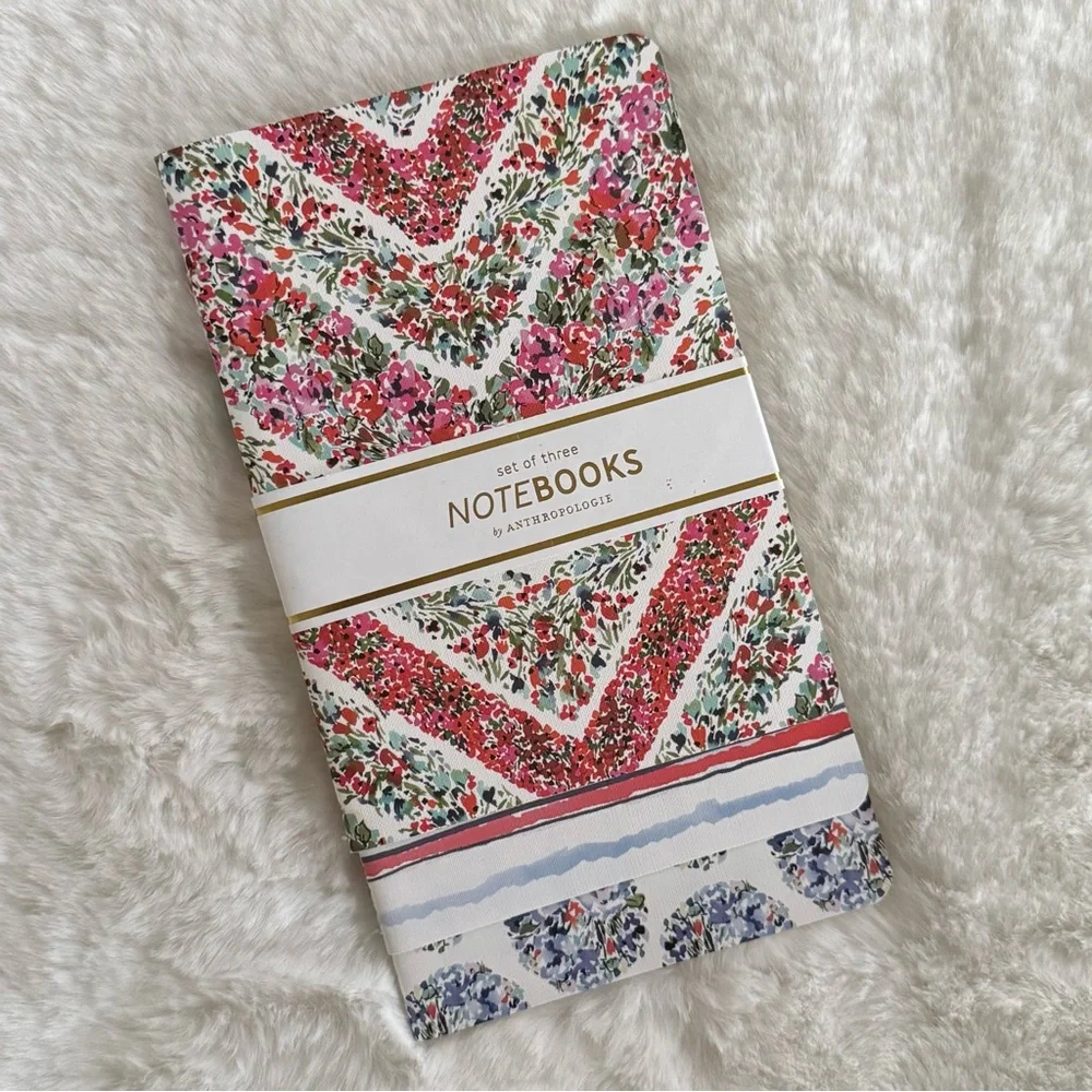ANTHROPOLOGIE NWT Pippa Journals, Set of 3 • Colorful Mixed Floral Stripe Prints